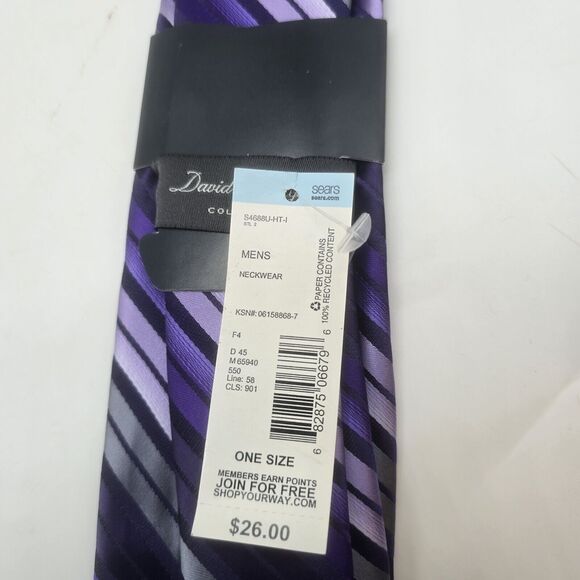 David Taylor Collection Necktie Purple Striped Dressy Formal Tie 60" NEW - Picture 4 of 9